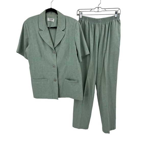 Alfred Dunner Vintage 90's Power Suit Pant Short Sleeve Blazer Women's 10 & 16 - Picture 1 of 11